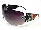 ED HARDY EHS023 EHS-023 Black Swarovski Vintage Tattoo Sunglasses
