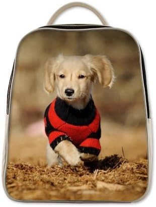 2015 New Arrival Dachshund Theme White or Black backpack student bag,PU Leather school backpacks
