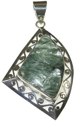 Freeform Seraphinite and Sterling Silver Pendant