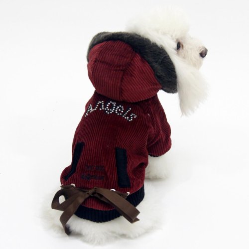 Dog Dog Collection Designer Dog Apparel - Eboni Detachable Hooded Jacket - Color: Red, Size: S