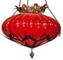 Red Handblown Crackle Glass Lantern