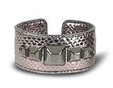 Joey Wide Leather Cuff, Silver Anaconda