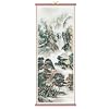 Asian Mountain Top in a Foggy Mist Rattan Scroll Picture Decor