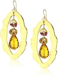 Devon Leigh Faceted Amber Citrine Quartz Hoop Earrings