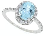 2.25Ct Oval Aquamarine and Diamond Ring in 14Kt White Gold