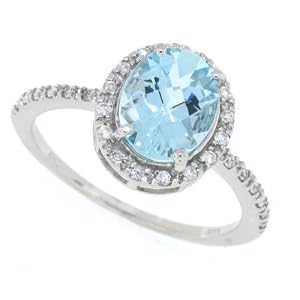 2.25Ct Oval Aquamarine and Diamond Ring in 14Kt White Gold-6 by