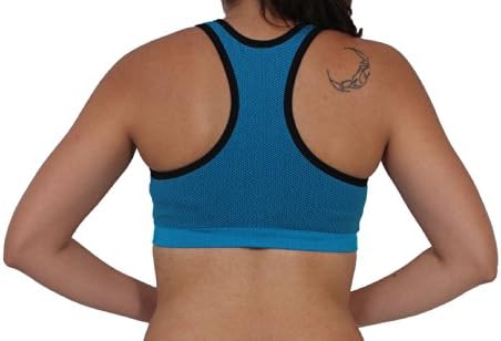Racerback Ultra soft Fabric Athletic Bra in Different Color's K024 (L/XL, Turquoise/Black)