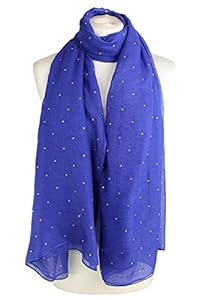 Beautiful Royal Blue Stone Studded Large Oversized Maxi Soft Shawl Scarf Hijab Sarong Wrap