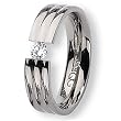 Polished Titanium and 1/4ct. Diamond Ring (6.0 mm) With Wood Box - Sizes 6-13