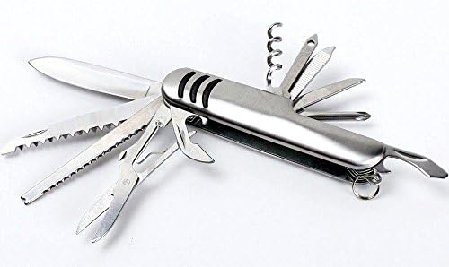 Portable and Handy 11 Function Swiss Army Style Utility Knife with Key Ring Holder That Is Perfect for Camping, Hiking and Other Outdoor Activities Plus Useful in Case of Emergency Situations.