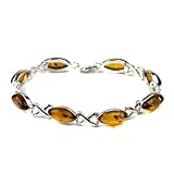 Sterling Silver Honey Amber Celtic Bracelet