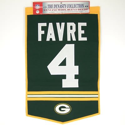 GREEN BAY PACKERS BRETT FAVRE JERSEY WOOL BANNER!