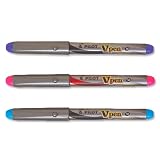 Pilot V4W Fountain Pen Disposable Silver Barrel Steel Nib Pink Violet Turquoise  - Ref 633300320 (Pack 3)