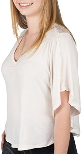 [1205-WHITE-SM] V-Neck Lace Back Poncho