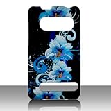 IMAGE OF HTC EVO 4G Sprint Cell Phone Blue Flower Protective Case Faceplate Cover