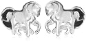 Jo For Girls Silver Ce78 Brown White Enamel Horse Stud Earrings