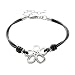 Fossil Damen-Armband Blume Leder Schwarz 16-19.5 cm JF84998040