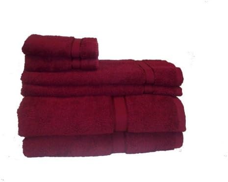 Prestige 100-Percent Egyptian Cotton With Rayon Dobby 6-Piece Towel Set, Lipstick