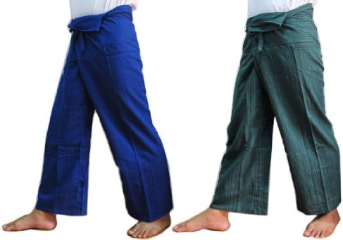 Best Seller "THAISMILE" (DOUBLE) 2 x Striped Thai Fisherman Wrap Pants Trousers