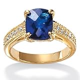 Synthetic Blue Sapphire & DiamonUltra&trade; Cubic Zirconia 14k Gold-Plated Ring