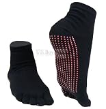 Pilates Fitness Yoga Socks Five Toe Rubberized Anti-slip Super Grip Socks Black