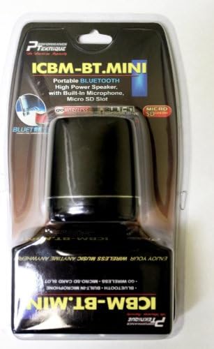 Performance Technique Icbm-bt.mini Portable High Power Bluetooth Speaker W/built in Microphone, Usb, Micro Sd Card Slot, Lithium Rechargeable Battery and Aux Input