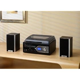 Steepletone SMC99R: TRANSFER VINYL TO USB CONVERT 4-IN-1 MUSIC CENTRE BLACK/DARK WOOD