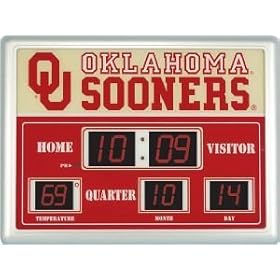 Oklahoma Sooners NCAA Scoreboard Clock and Thermometer (8.25x12.25)
