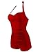 Inspired Women Retro Boy-Leg One Piece Pin Up Ruched Monokinis Swimsuit Swimwear Red S (US:0-2)