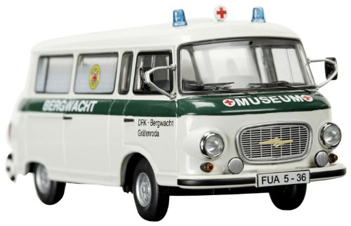 Dickie-Schuco 450365300 - Schuco - Barkas B 1000 Bergwacht 1:43 wei&szlig;, Limited Edition: 1.000 St&uuml;ck, Klarsichtvitrine mit Sammlerumkarton