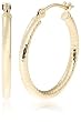 14k Yellow Gold Diamond-Cut Hoop Earrings