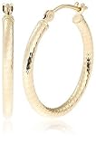 Duragold 14k Yellow Gold Diamond-Cut Hoop Earrings, (0.8