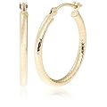 Duragold 14k Yellow Gold Diamond-Cut Hoop Earrings