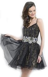 Chiffon/Taffeta/Tulle Crystal Applique Crystals Beaded Lace Evening Dress/Mini Dress 