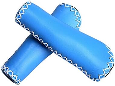Leather Bicycle Grips Bike Grips Cycling Lock-on Bicycle Handlebar Grips, Blue