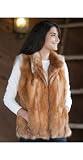 Women's Cherry Red Fox Fur Vest