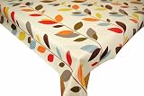 Leaves Olive / Multi Wipe Clean Cotton Oilcloth Tablecloth 200cm x 135cm