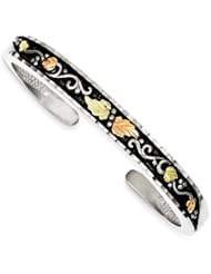 Sterling Silver & 12k Antiqued Cuff Bracelet, Best Quality Free Gift Box Satisfaction Guaranteed