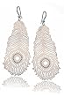 Ultra Thin Laser Cut Lavishy Funky Retro Tribal Leaf Feather Earrings - Silver Finish BIG 2.5" Drop