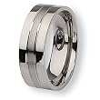 Grooved Brushed & Polished Titanium Ring (8.0 mm) - Sizes 6-13