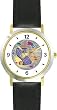 Torah Scroll & Menorah Plate Judaica Jewish Theme - WATCHBUDDY&reg; DELUXE TWO-TONE THEME WATCH - Arabic Numbers - Black Leather Strap-Children's Size-Small ( Boy's Size & Girl's Size )