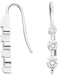 14K White Gold Three-Stone Diamond Earrings - 2.00 Ct. -- LIFETIME WARRANTY