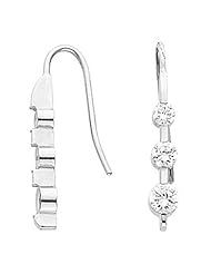 14K White Gold Three-Stone Diamond Earrings - 1.50 Ct. -- LIFETIME WARRANTY