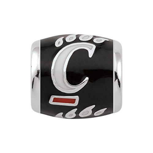Persona Sterling Silver University of Cincinnati White C on Black Bead Charm