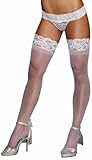 UPC 876802050730 product image for Dreamgirl Women's Silicone Lace Top Thigh High, White, One Size | upcitemdb.com