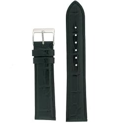 Watch Band Extra Long Crocodile Grain Black Stitching Padded 22 millimeter