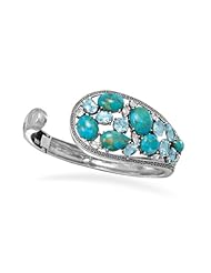 Multistone Hinged Cuff Bracelet