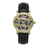 Just Bling Women's JB-6214L-A Olympia Combo Black Designer Dial Leather Diamond Watch