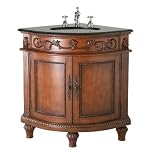 Belle Foret BF80039R Single Basin Bathroom Corner Vanity, Dark Oak