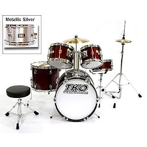 TKO 5-Piece Complete Junior Drum Set - Metallic Silver by 